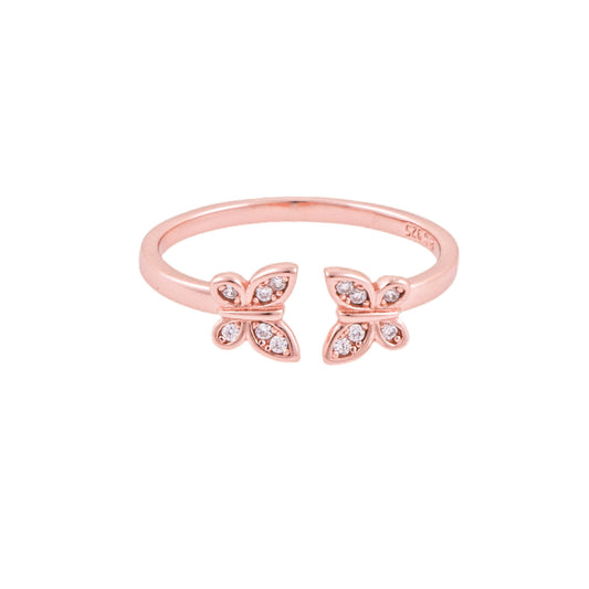 Elegant 925 Pure Silver Rose Gold Adjustable Finger Ring