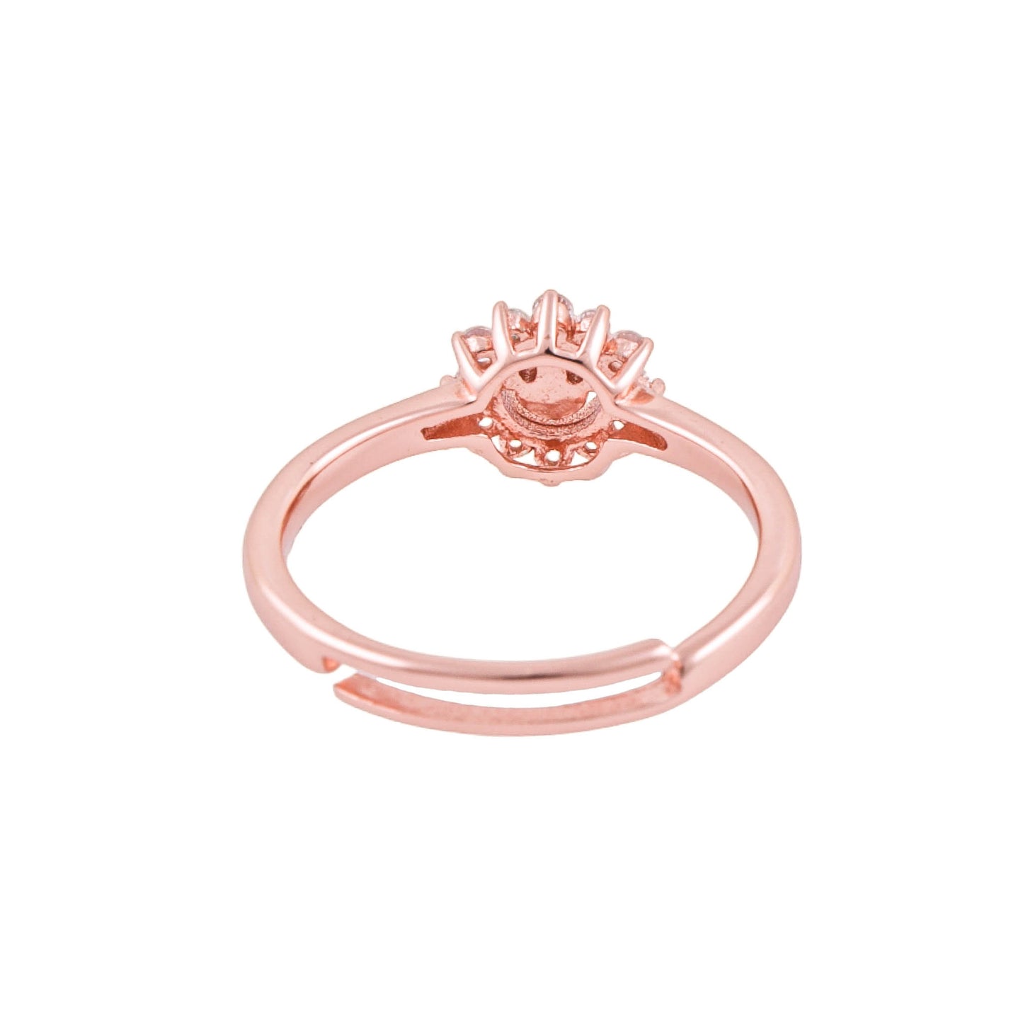 Elegant 925 Pure Silver Rose Gold Adjustable Finger Ring