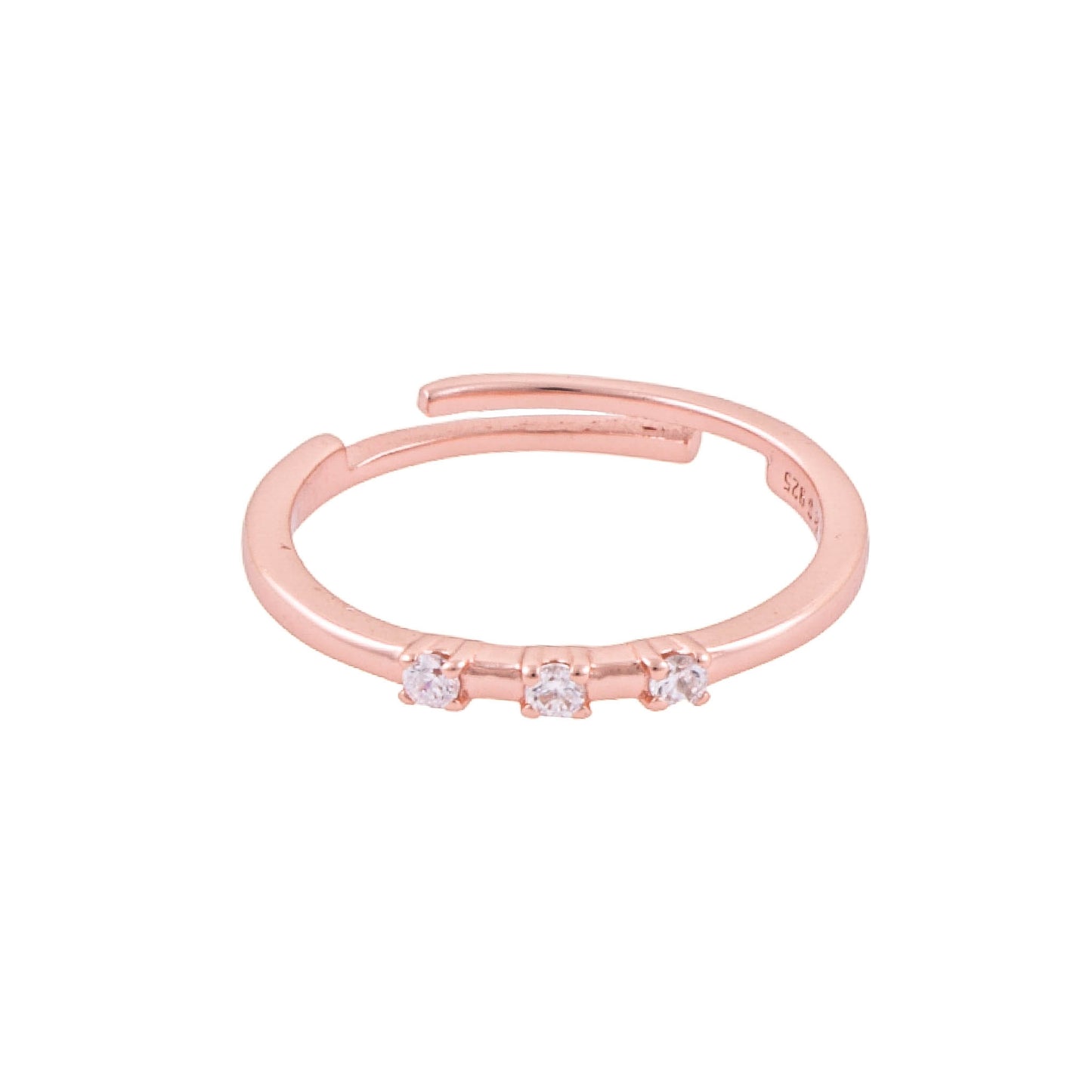 Elegant 925 Pure Silver Rose Gold Adjustable Finger Ring