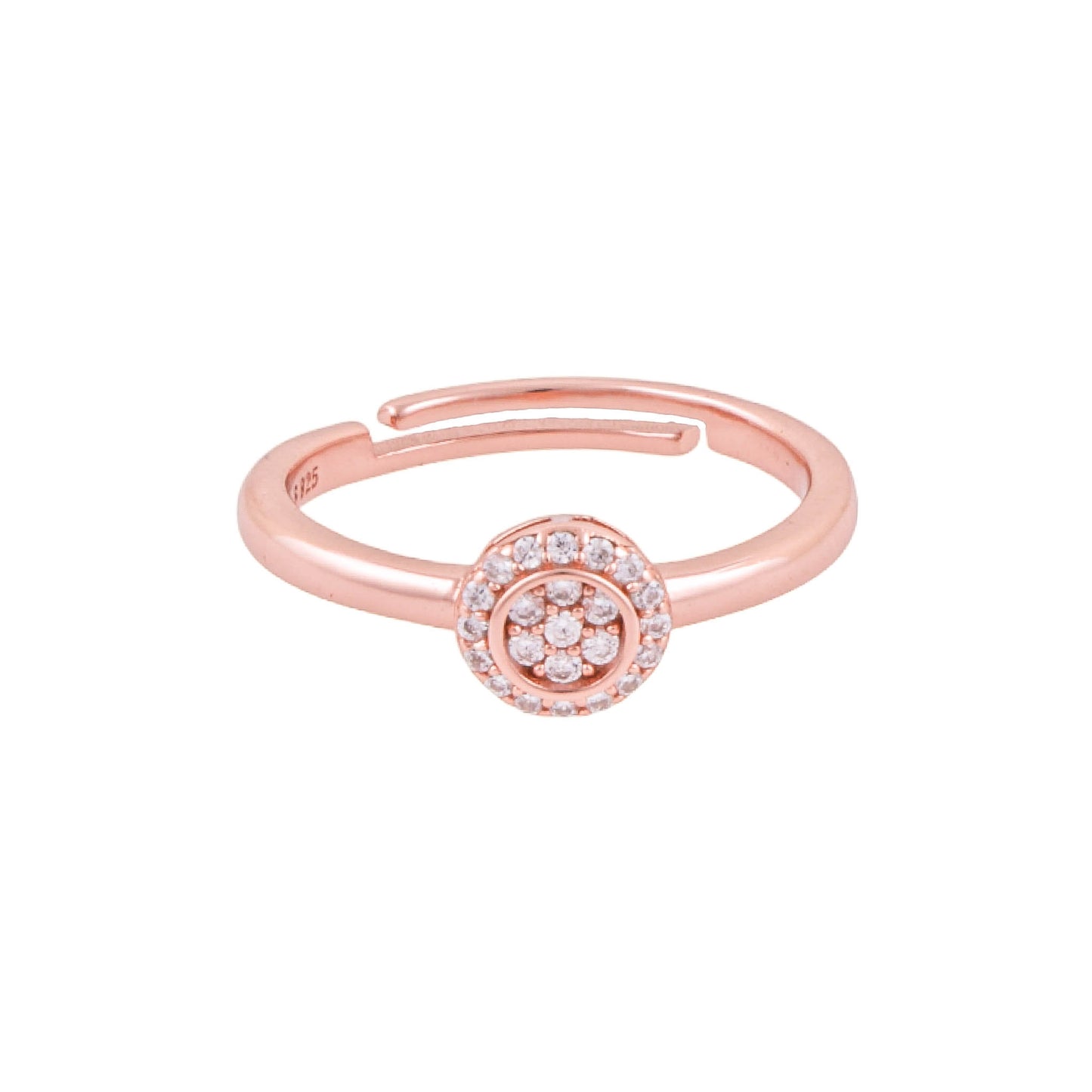 Elegant 925 Pure Silver Rose Gold Adjustable Finger Ring