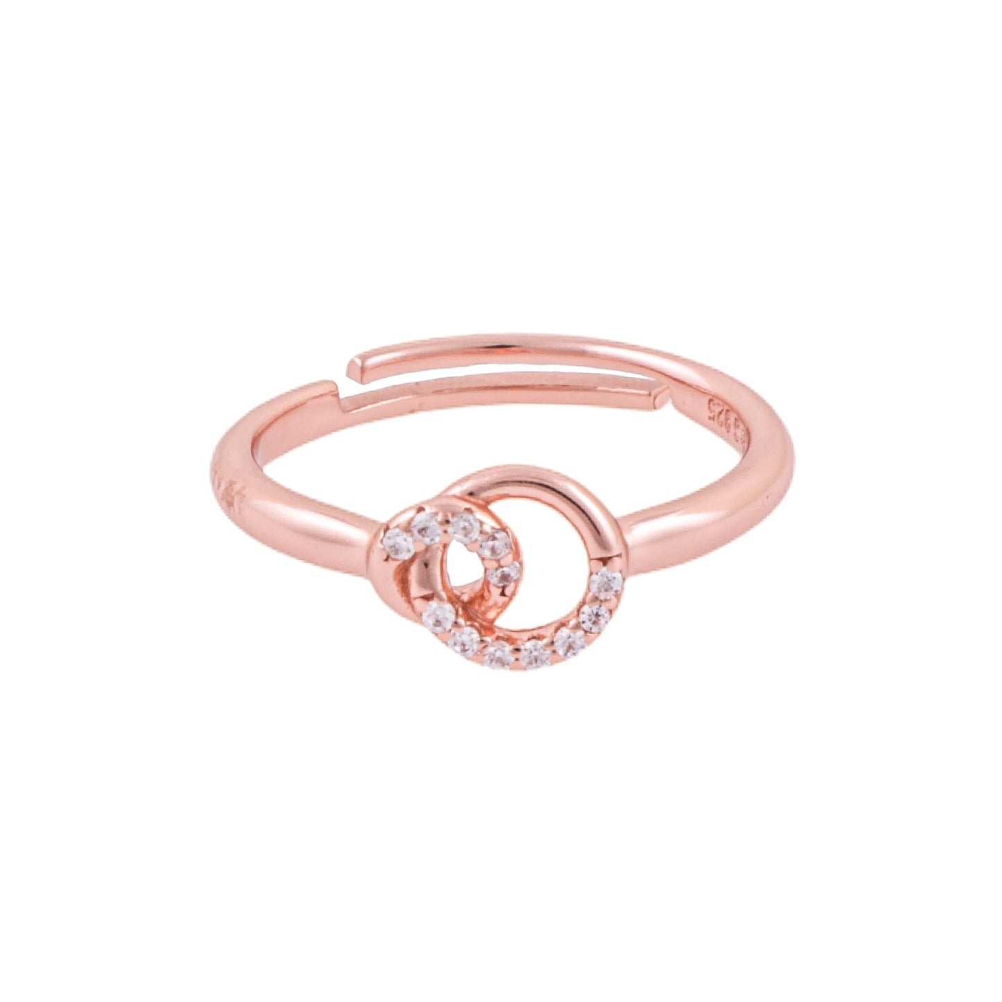 Elegant 925 Pure Silver Rose Gold Adjustable Finger Ring