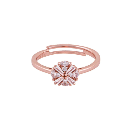 Elegant 925 Pure Silver Rose Gold Adjustable Finger Ring