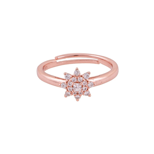 Elegant 925 Pure Silver Rose Gold Adjustable Finger Ring