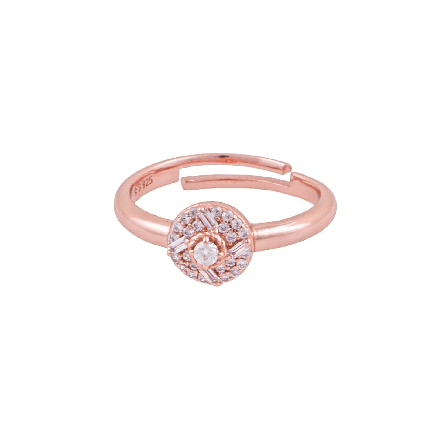 925 Sterling Silver Adjustable Ring | Rose Gold Plated Elegance -10742-1
