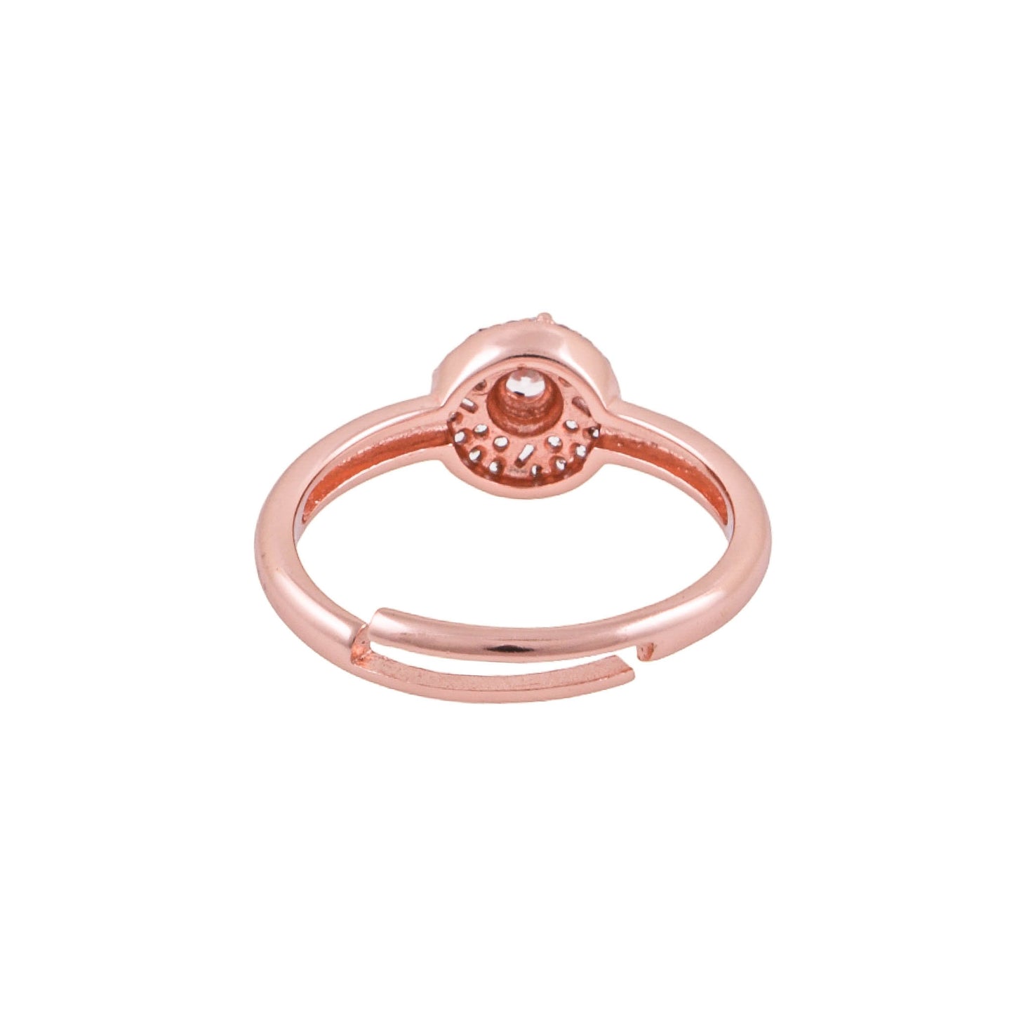 925 Sterling Silver Adjustable Ring | Rose Gold Plated Elegance -10742-1
