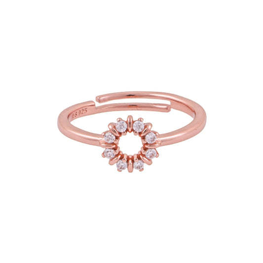 Elegant 925 Pure Silver Rose Gold Adjustable Finger Ring