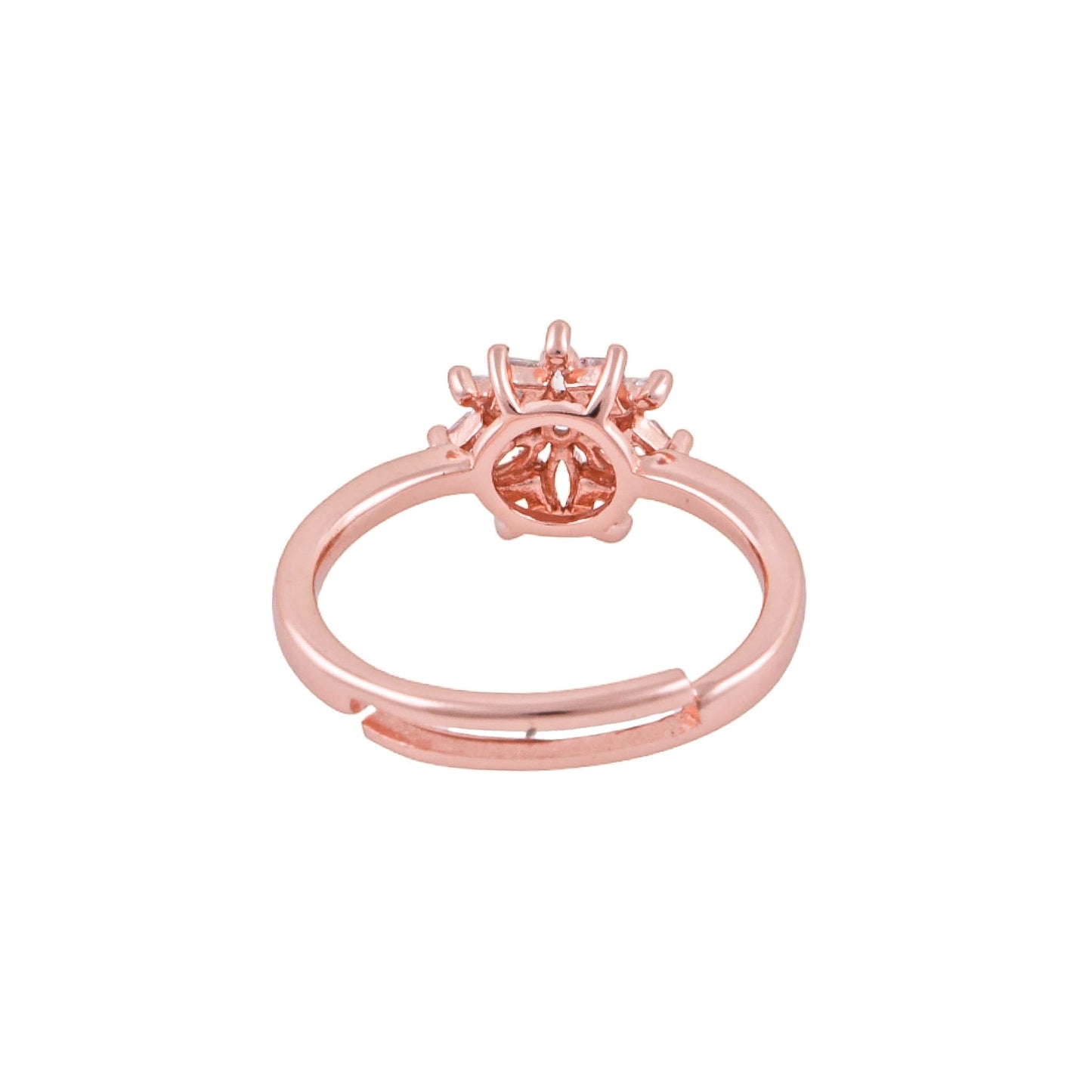 Elegant 925 Pure Silver Rose Gold Adjustable Finger Ring
