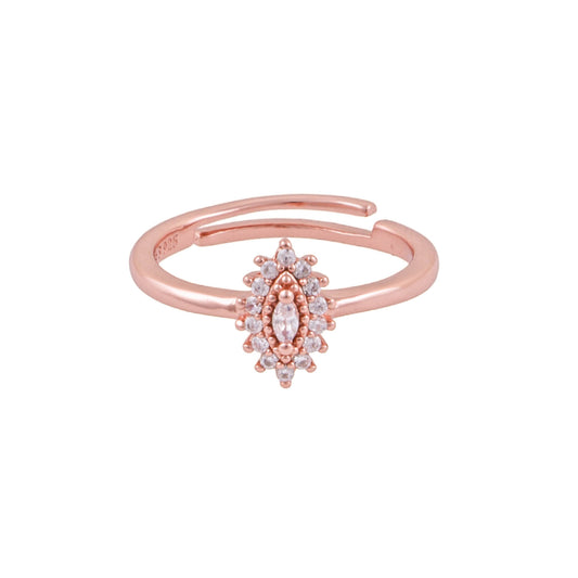 Elegant 925 Pure Silver Rose Gold Adjustable Finger Ring
