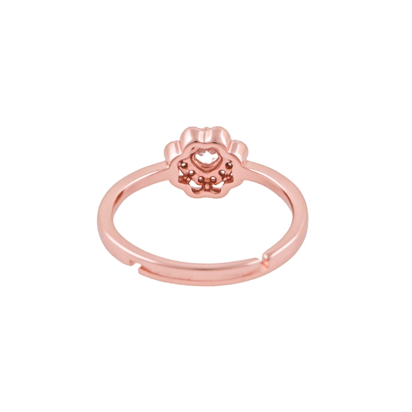 Elegant 925 Pure Silver Rose Gold Adjustable Finger Ring