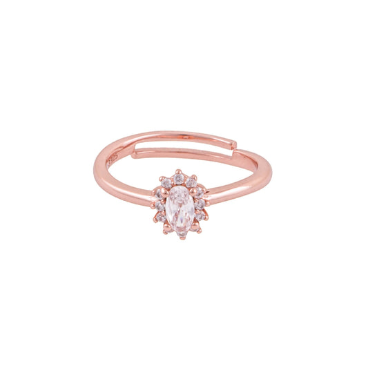 Elegant 925 Pure Silver Rose Gold Adjustable Finger Ring