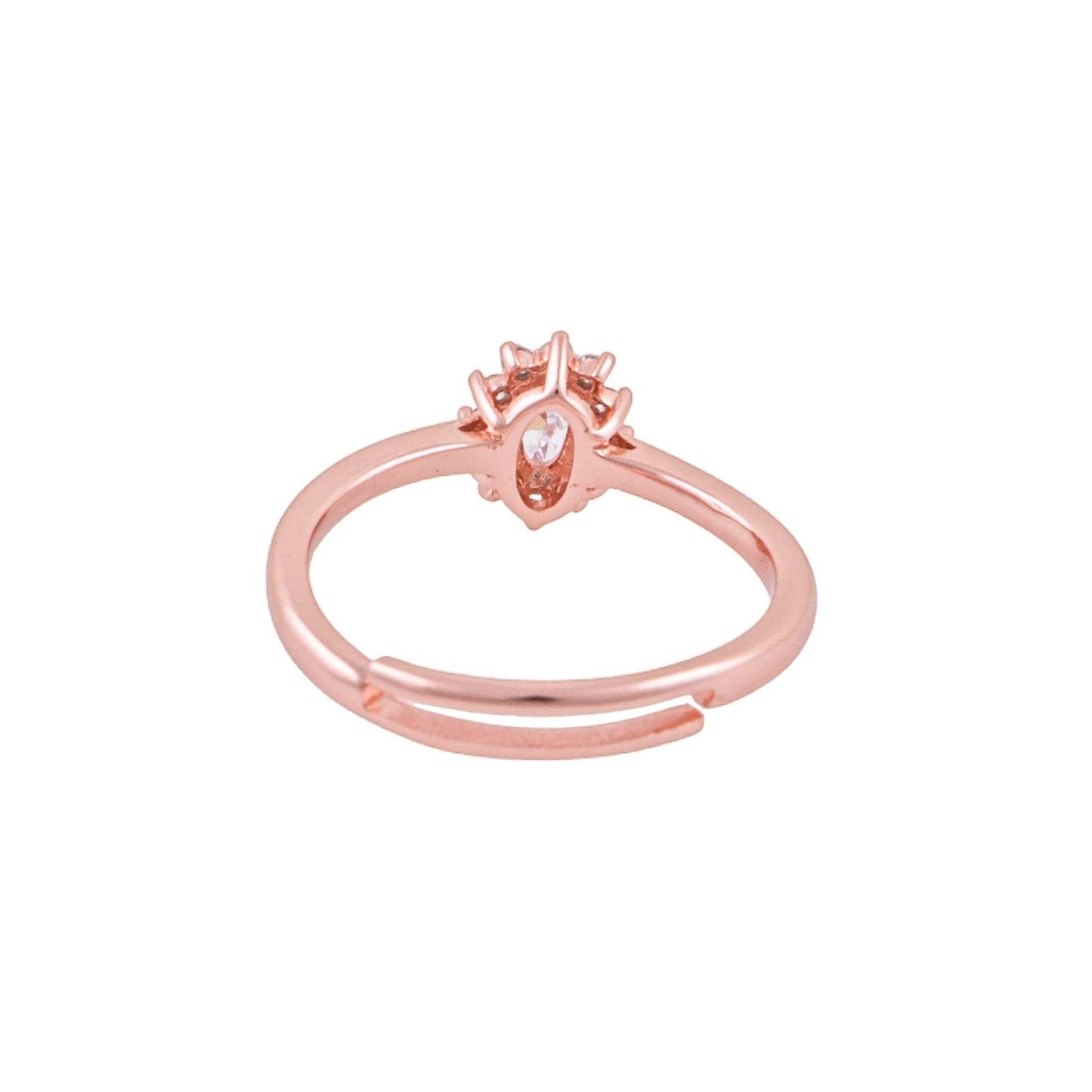 Elegant 925 Pure Silver Rose Gold Adjustable Finger Ring