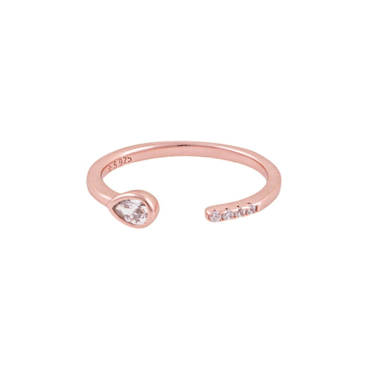Elegant 925 Pure Silver Rose Gold Adjustable Finger Ring