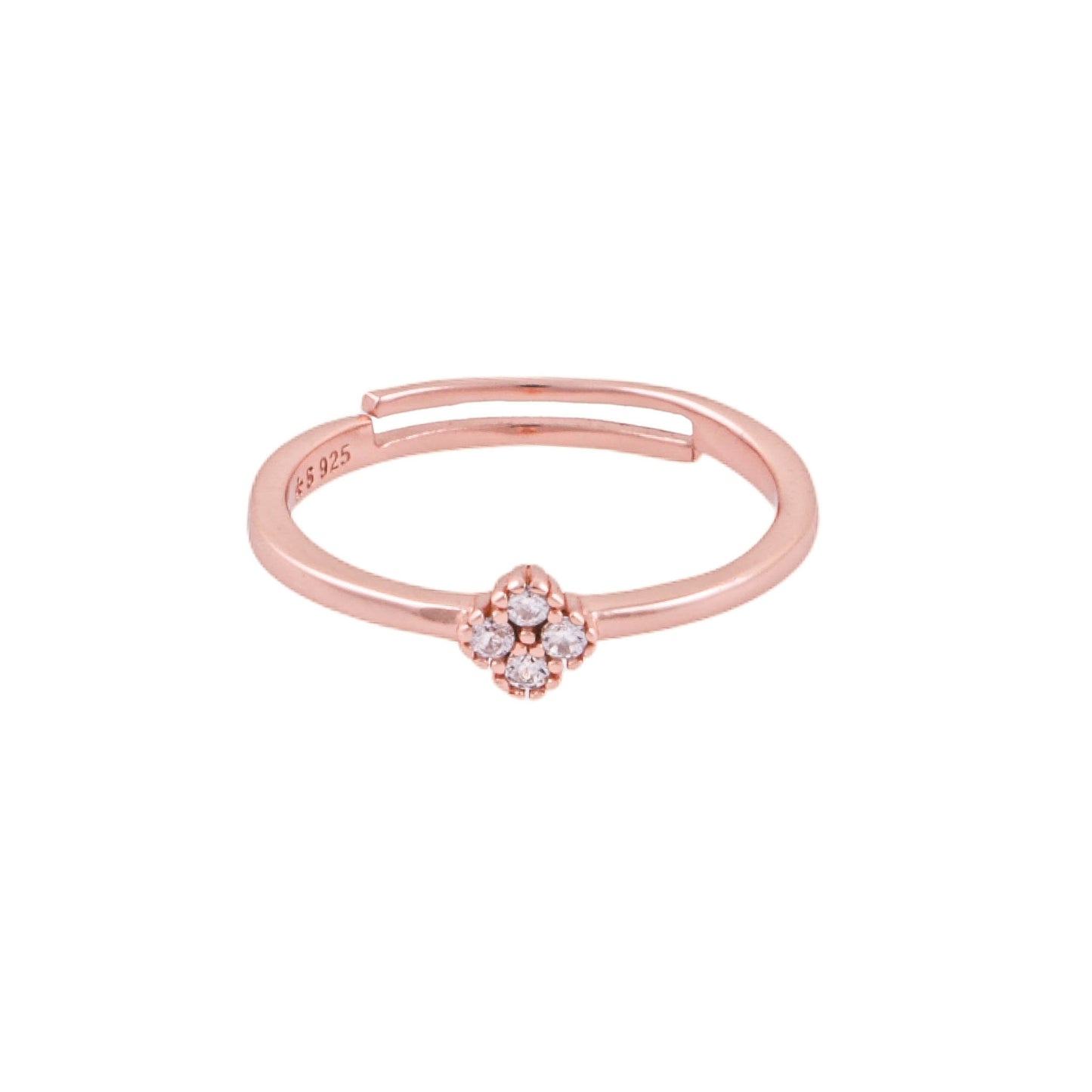 Elegant 925 Pure Silver Rose Gold Adjustable Finger Ring