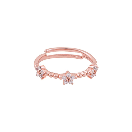 Elegant 925 Pure Silver Rose Gold Adjustable Finger Ring