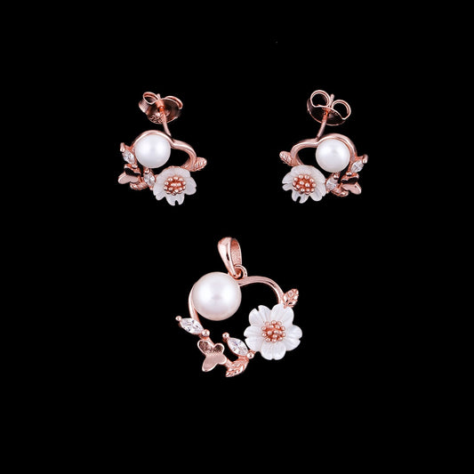 EARING PENDENT SET MICRO 925ST MOP RG - 10769